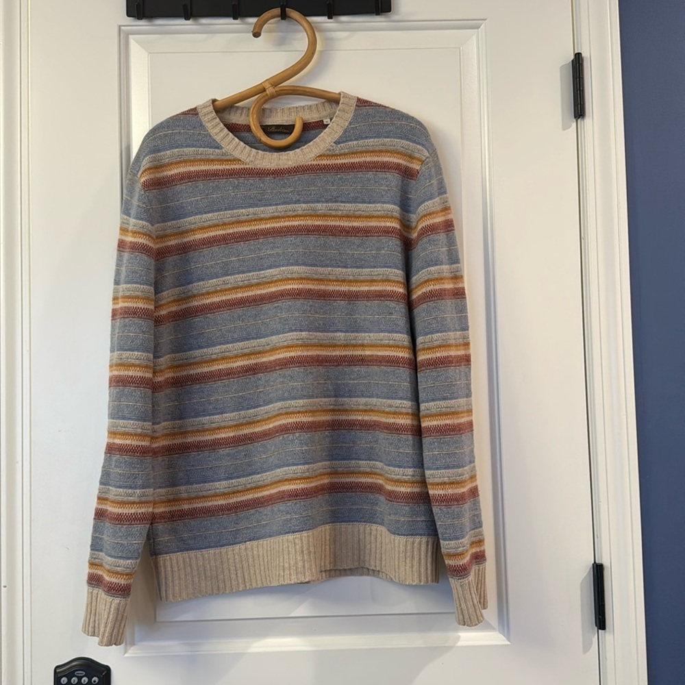 Stenströms Fairisle 100% Cashmere Crew Neck multi color stripped pattern size XL